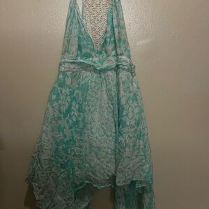 Guess Teal and White Lace Dress